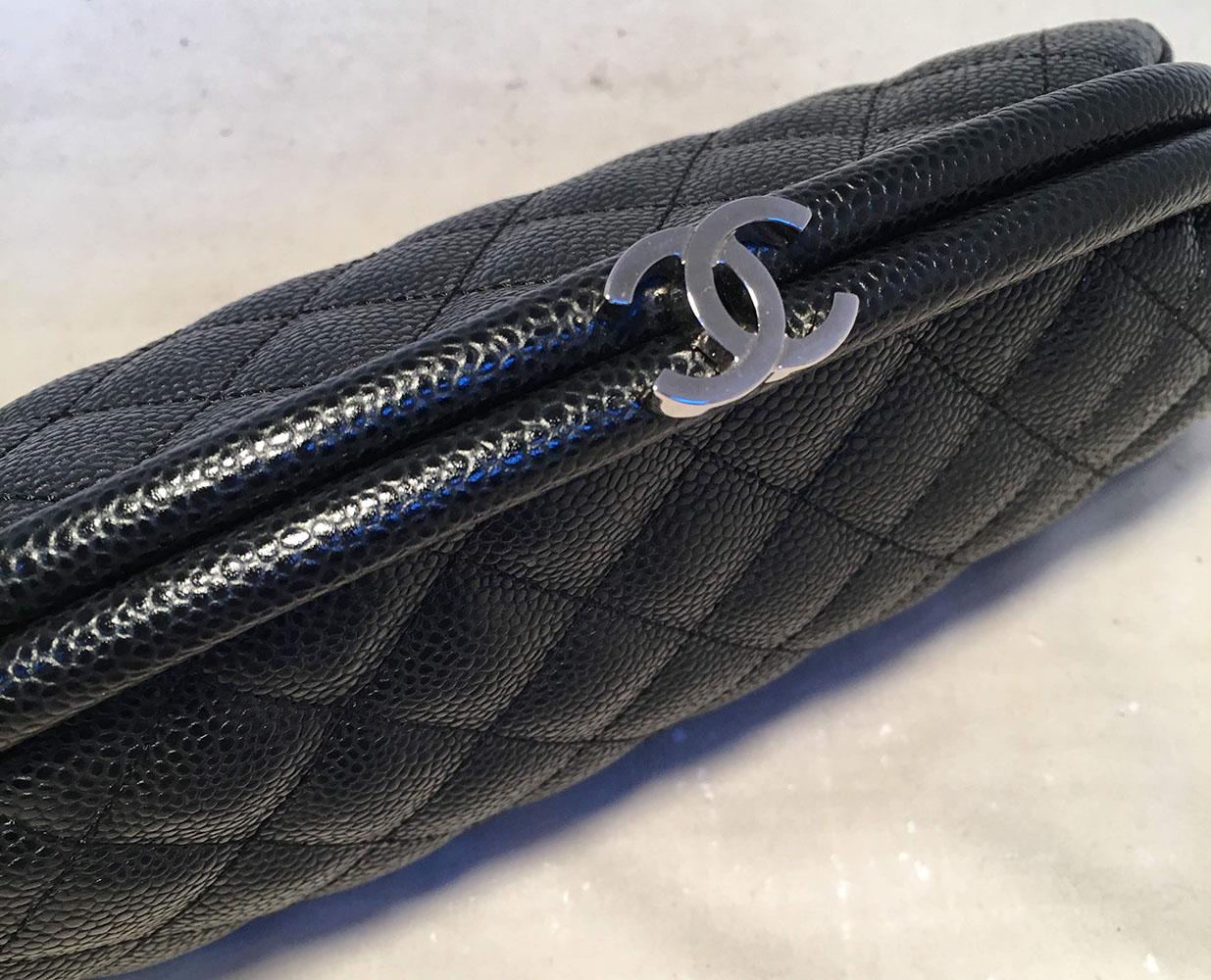 Chanel Black Quilted Caviar Timeless Clutch 1