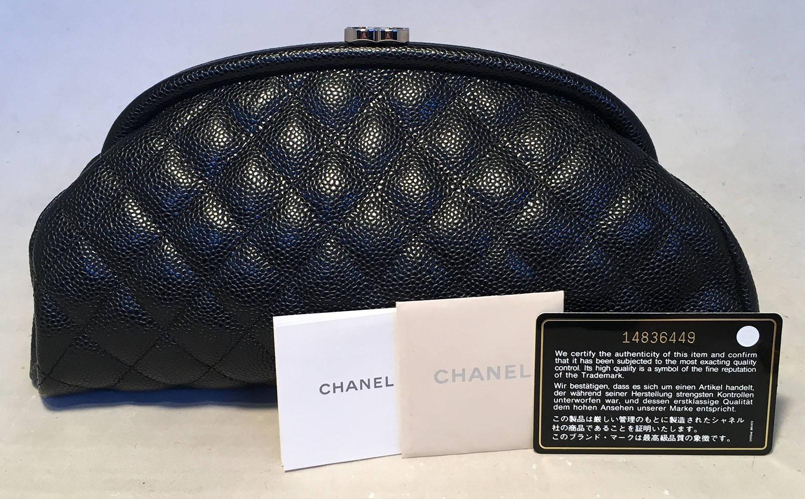 Chanel Black Quilted Caviar Timeless Clutch 5