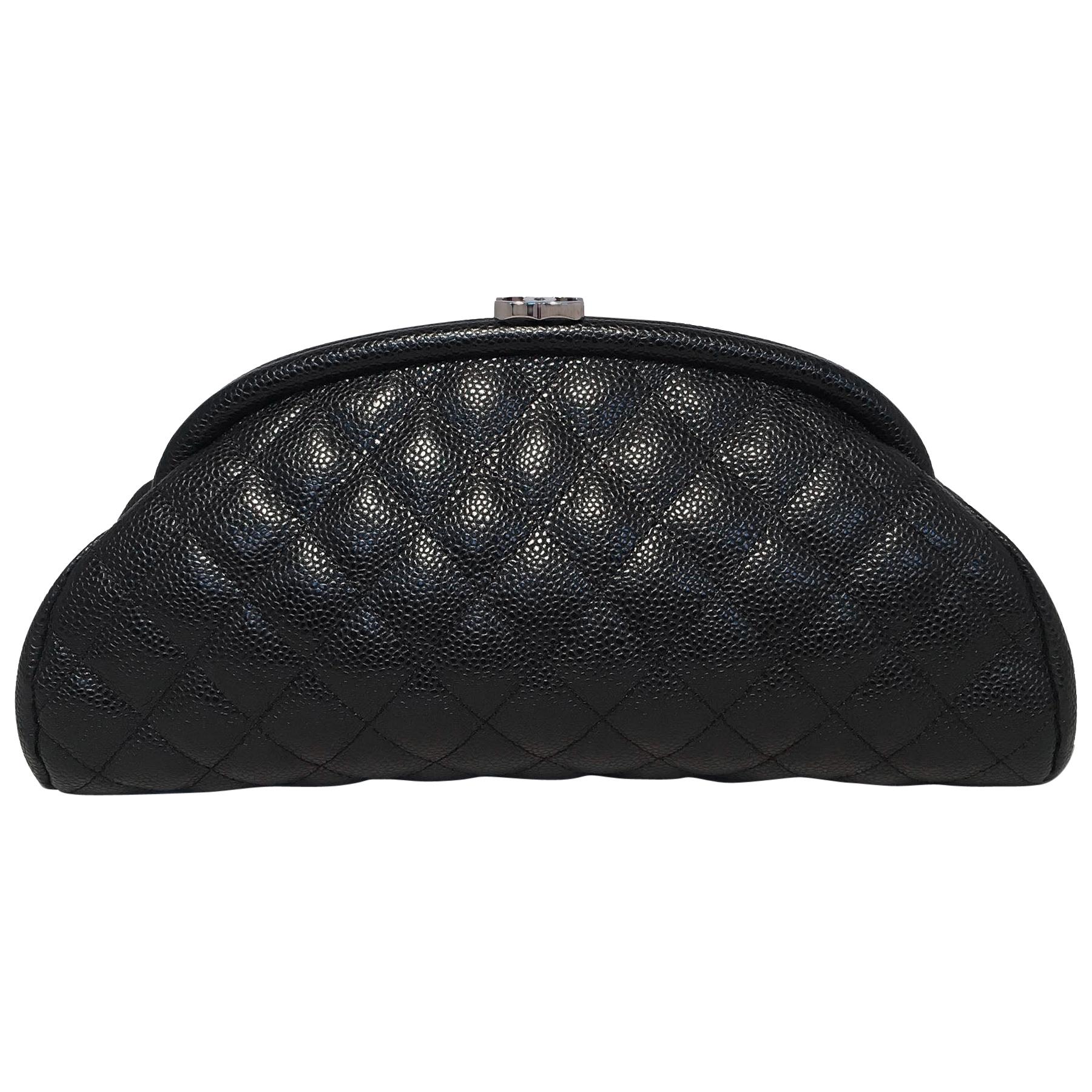 Chanel Black Quilted Caviar Timeless Clutch