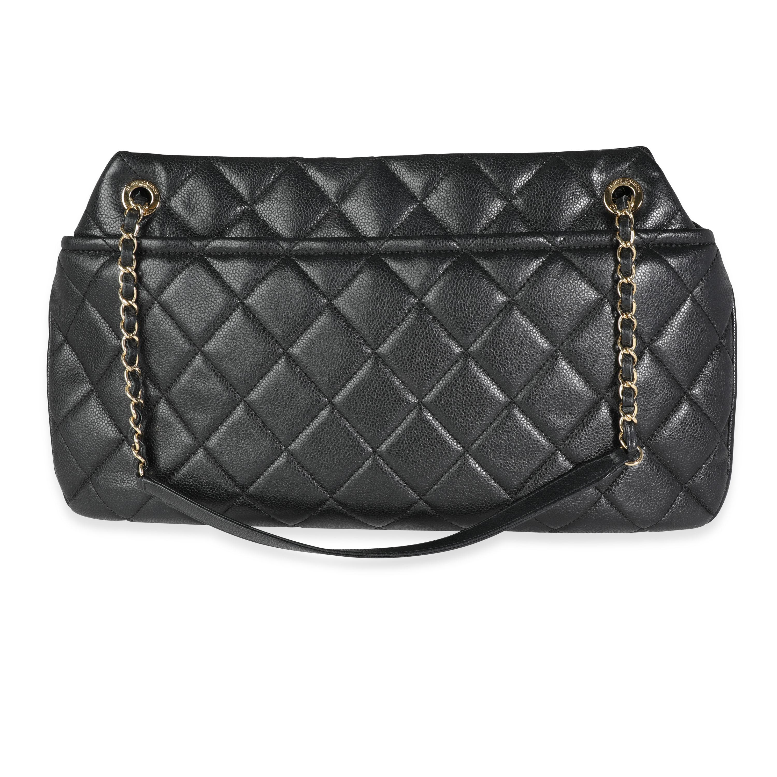 Chanel Schwarz gesteppt Kaviar zeitlos weich Einkaufstasche im Zustand „Hervorragend“ in New York, NY