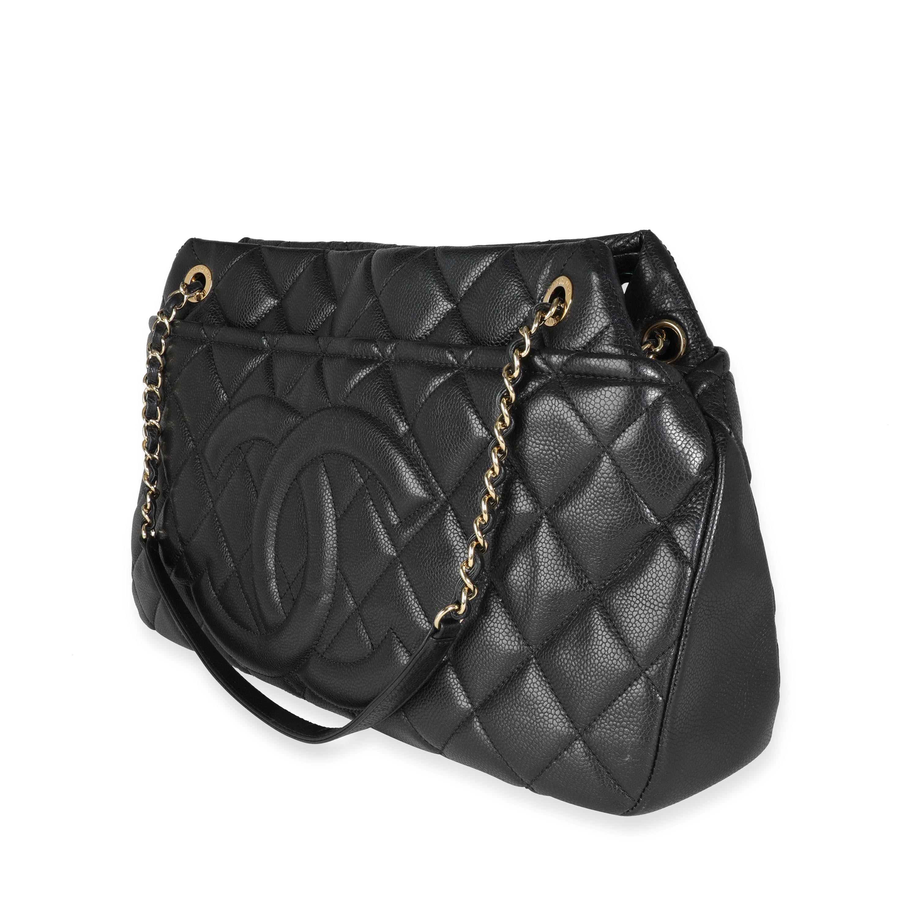 Chanel Schwarz gesteppt Kaviar zeitlos weich Einkaufstasche für Damen oder Herren