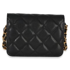 Chanel Black Quilted Caviar Twist Your Buttons Coin Purse With Chain