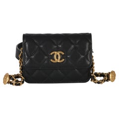 Chanel Black Quilted Caviar Twist Your Buttons Coin Purse With Chain