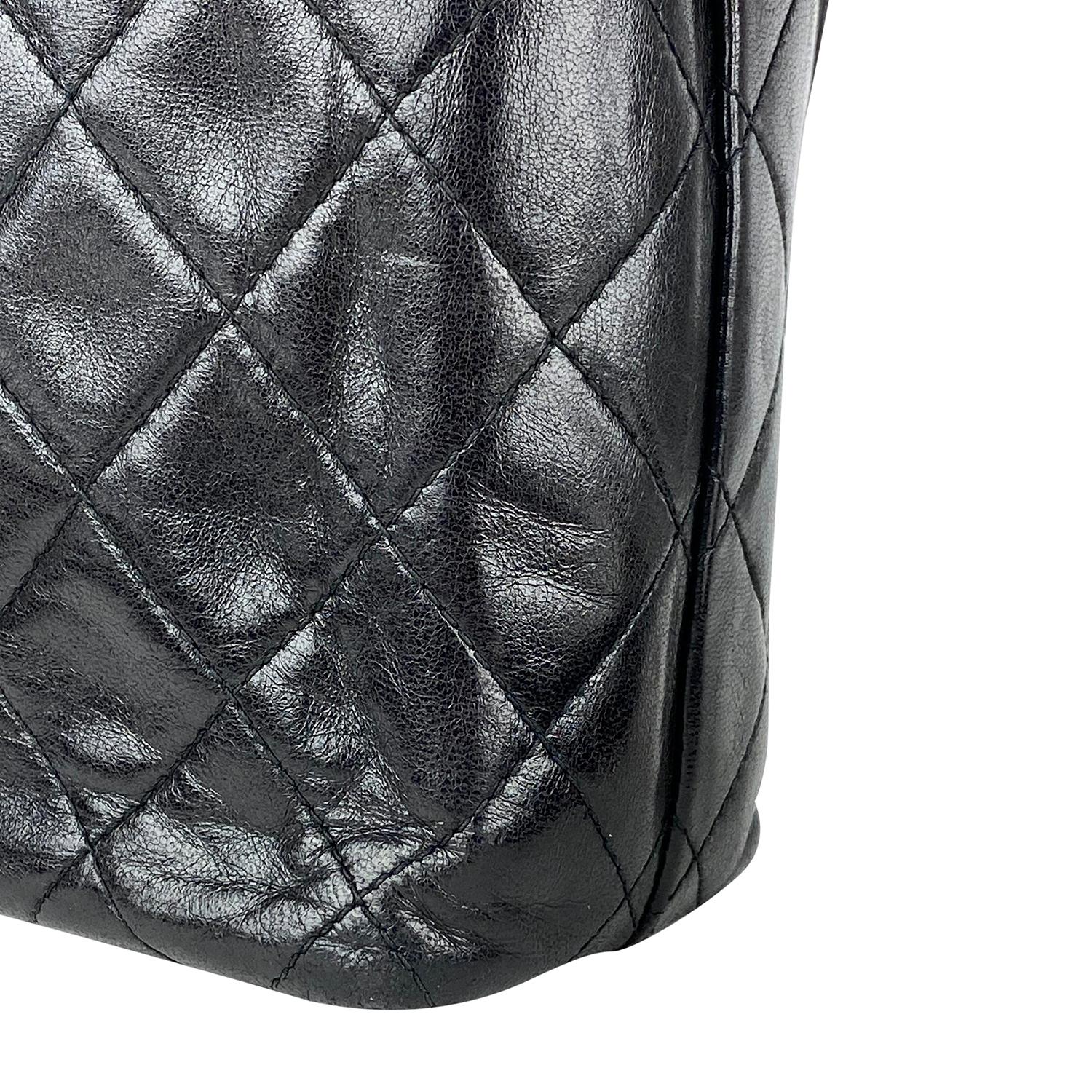 Chanel Black Quilted CC Flap Bag For Sale 4