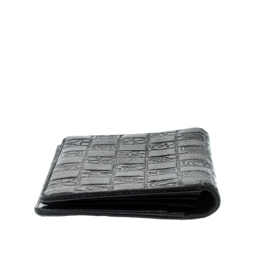 Women's Chanel Black Quilted Charm Icon Leather CC Bifold Wallet