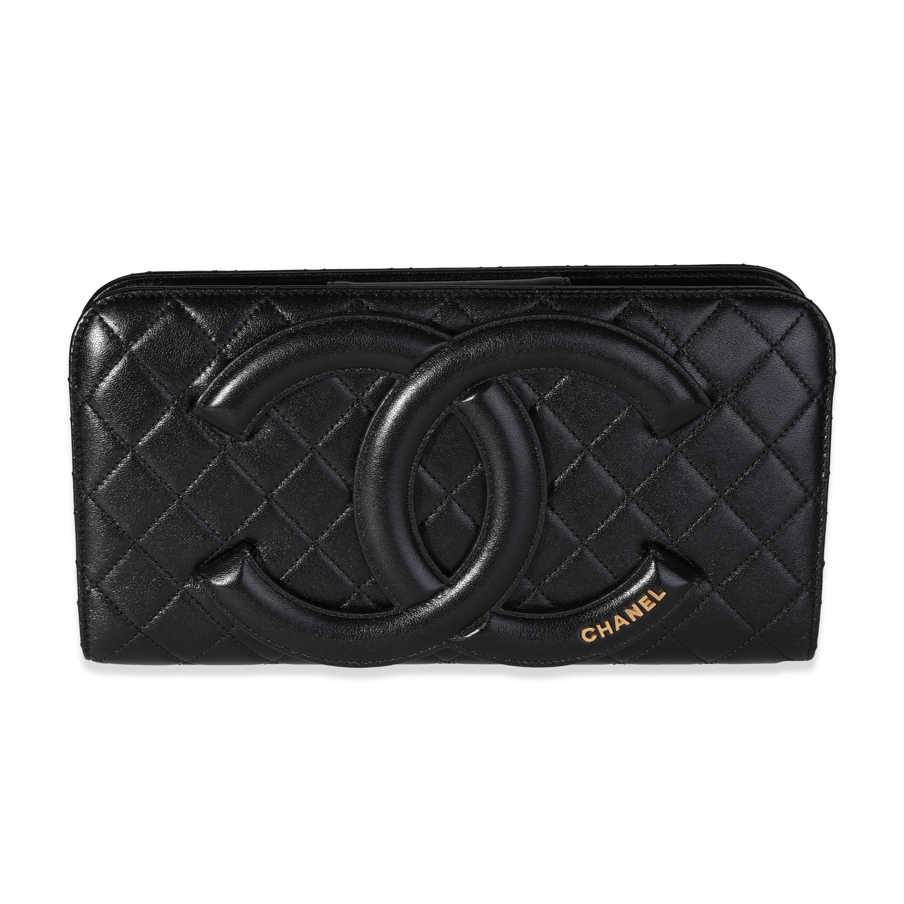 Chanel Black Quilted Chèvre Coco Midnight Clutch