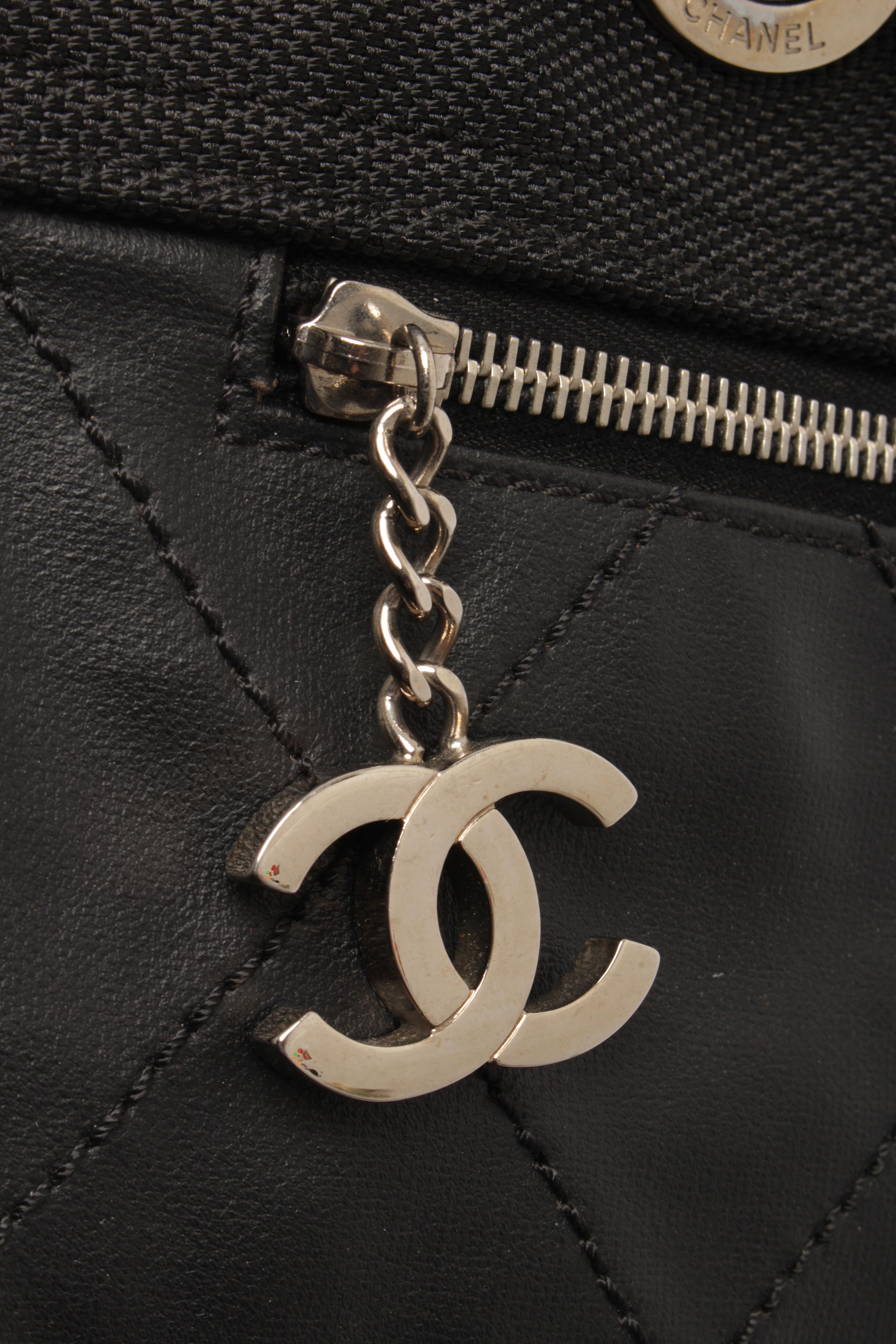 Women's Chanel Black Quilted Coated Canvas Biarritz Tote Bag
