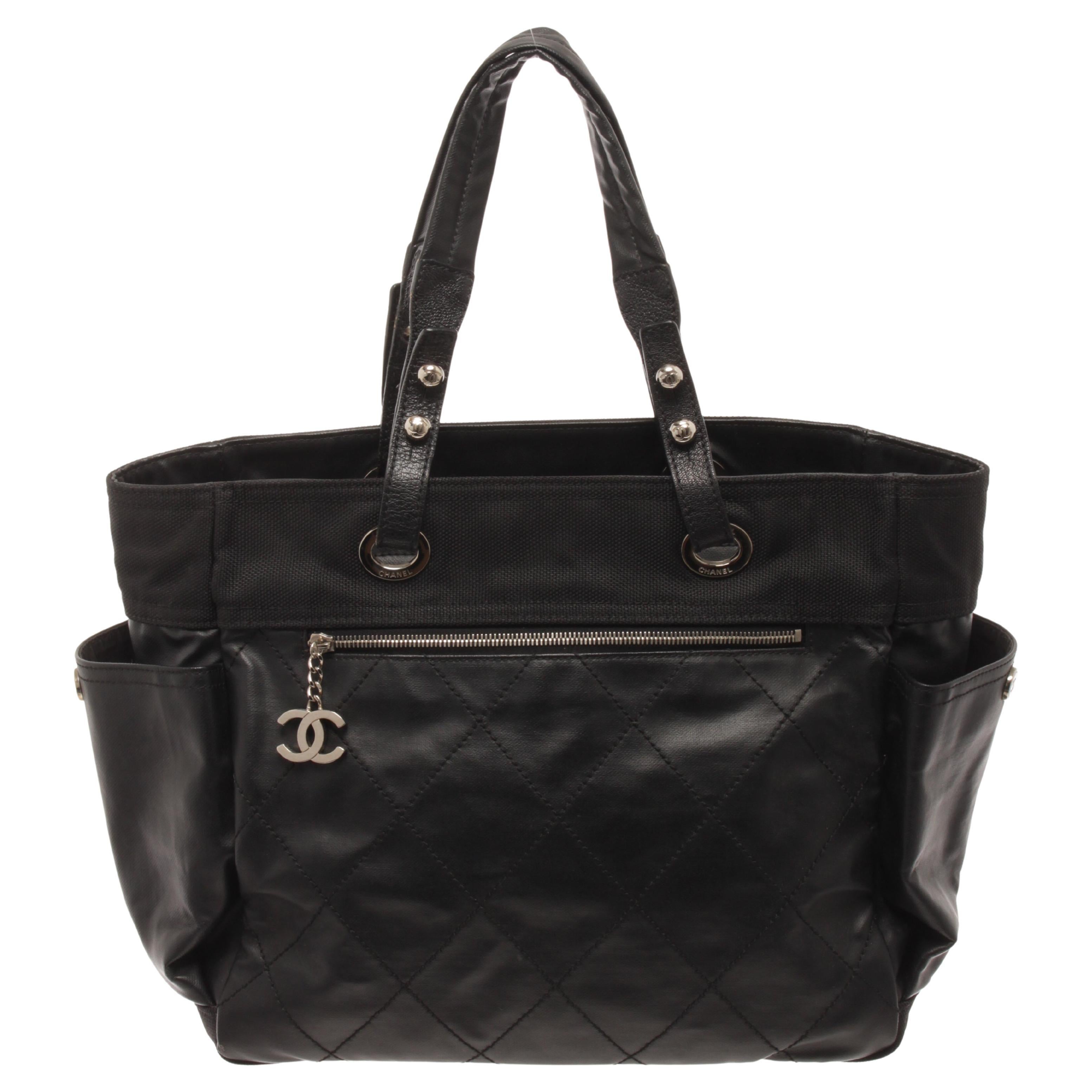 Chanel Black Quilted Coated Canvas Biarritz Tote Bag