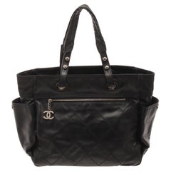 Chanel Black Quilted Coated Canvas Biarritz Tote Bag