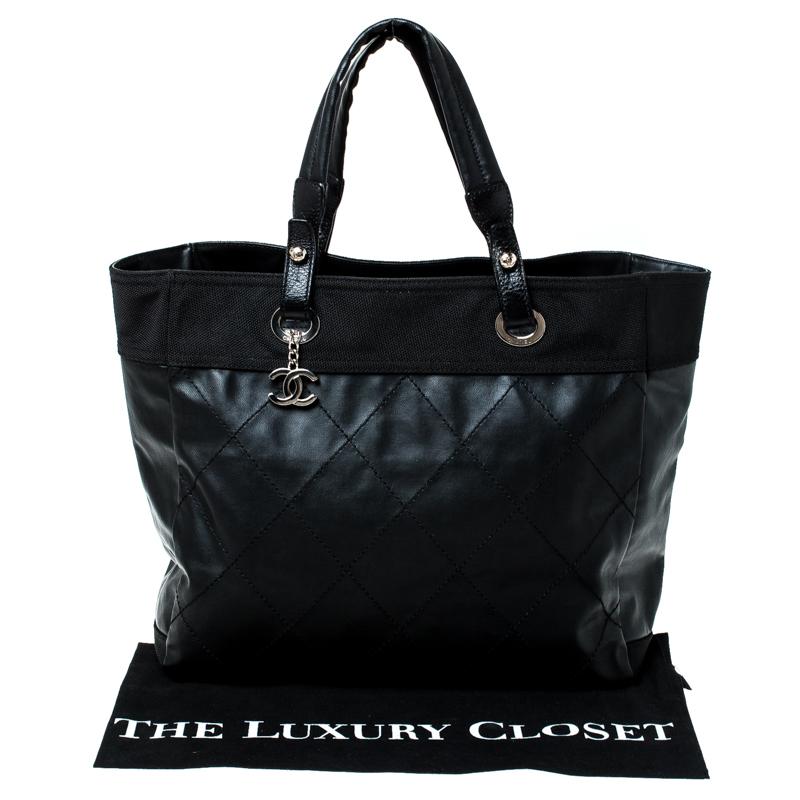 Chanel Black Quilted Coated Canvas Paris Biarritz Grand Shopper Tote 8