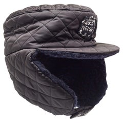 Chanel Black Quilted Coco Neige Trapper Hat M