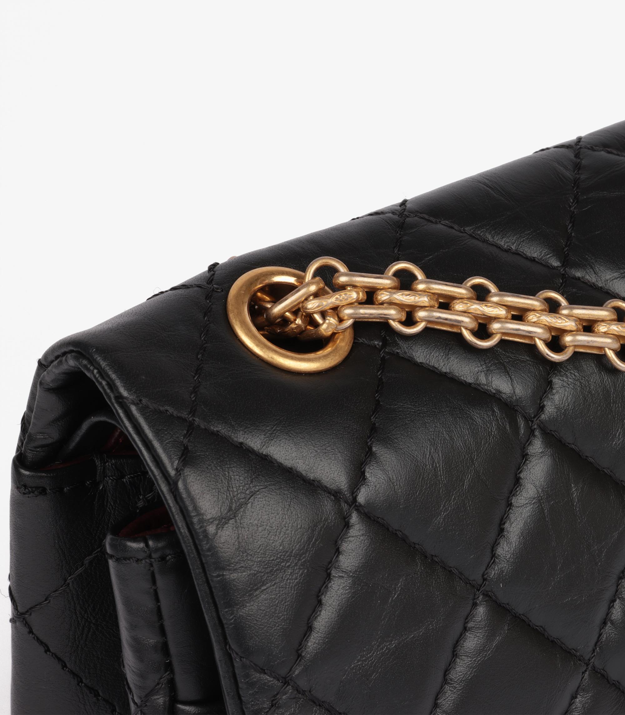 Chanel Black Quilted Crinkled Calfskin Leather 226 2.55 Reissue Double Flap Bag For Sale 1