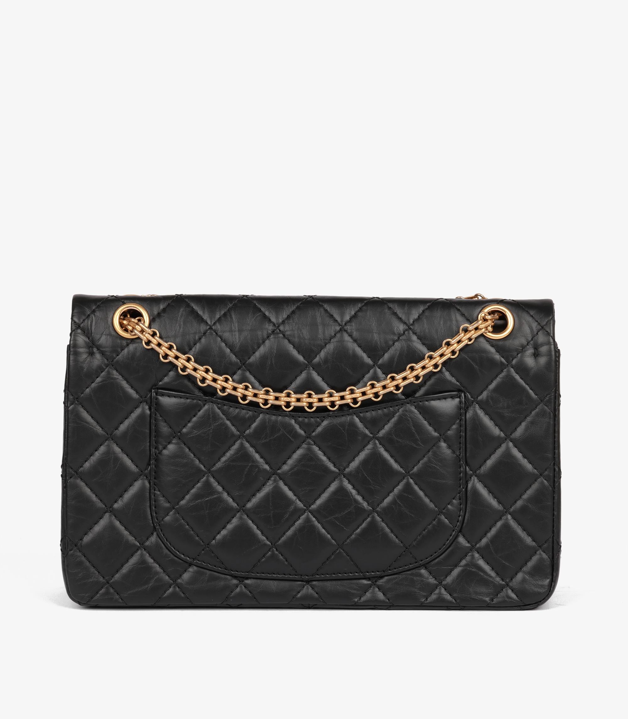 Chanel Black Quilted Crinkled Calfskin Leather 226 2.55 Reissue Double Flap Bag For Sale 4
