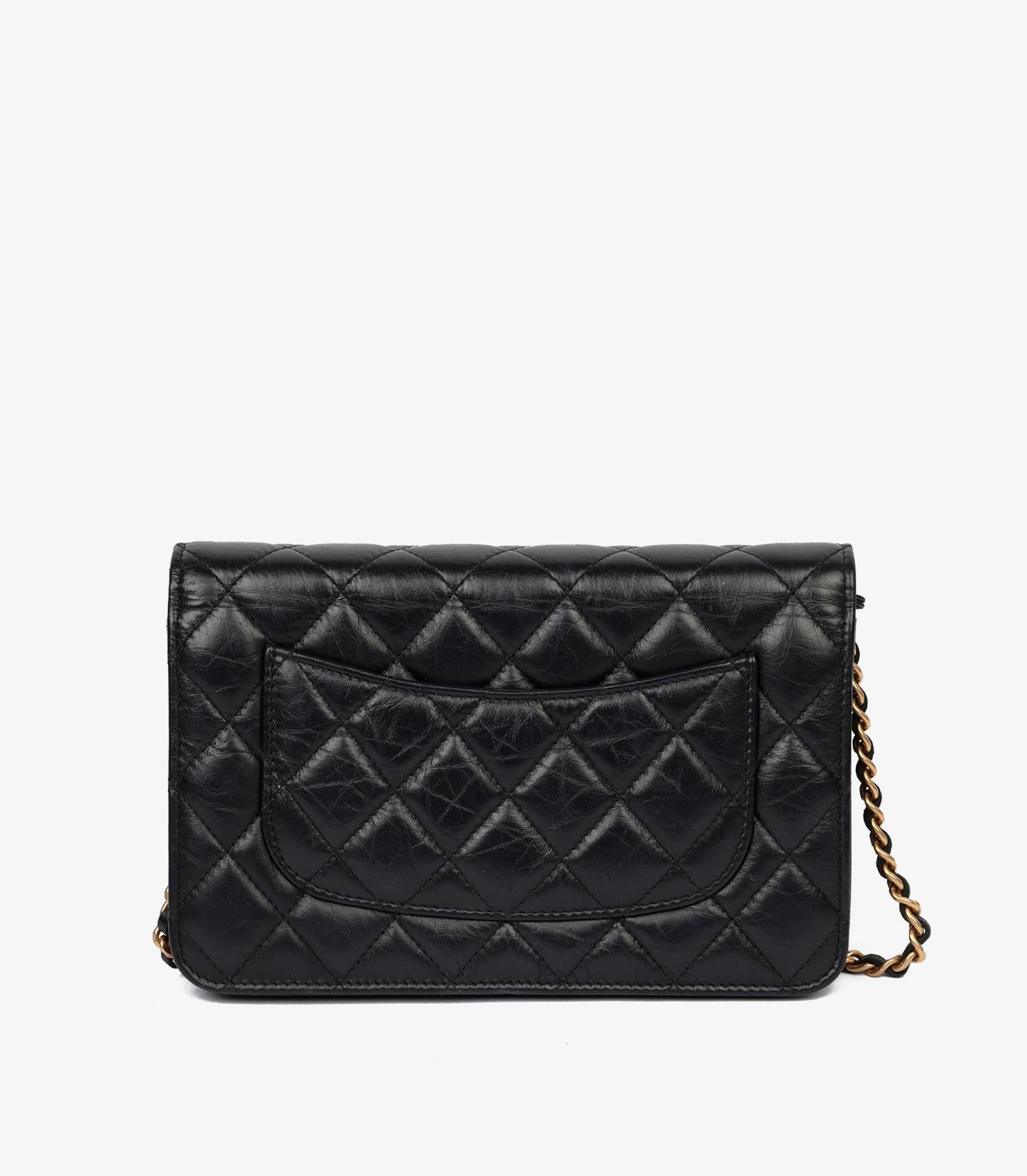 Chanel Black Quilted Crinkled Calfskin Leather 2.55 Reissue Wallet-on-Chain 1