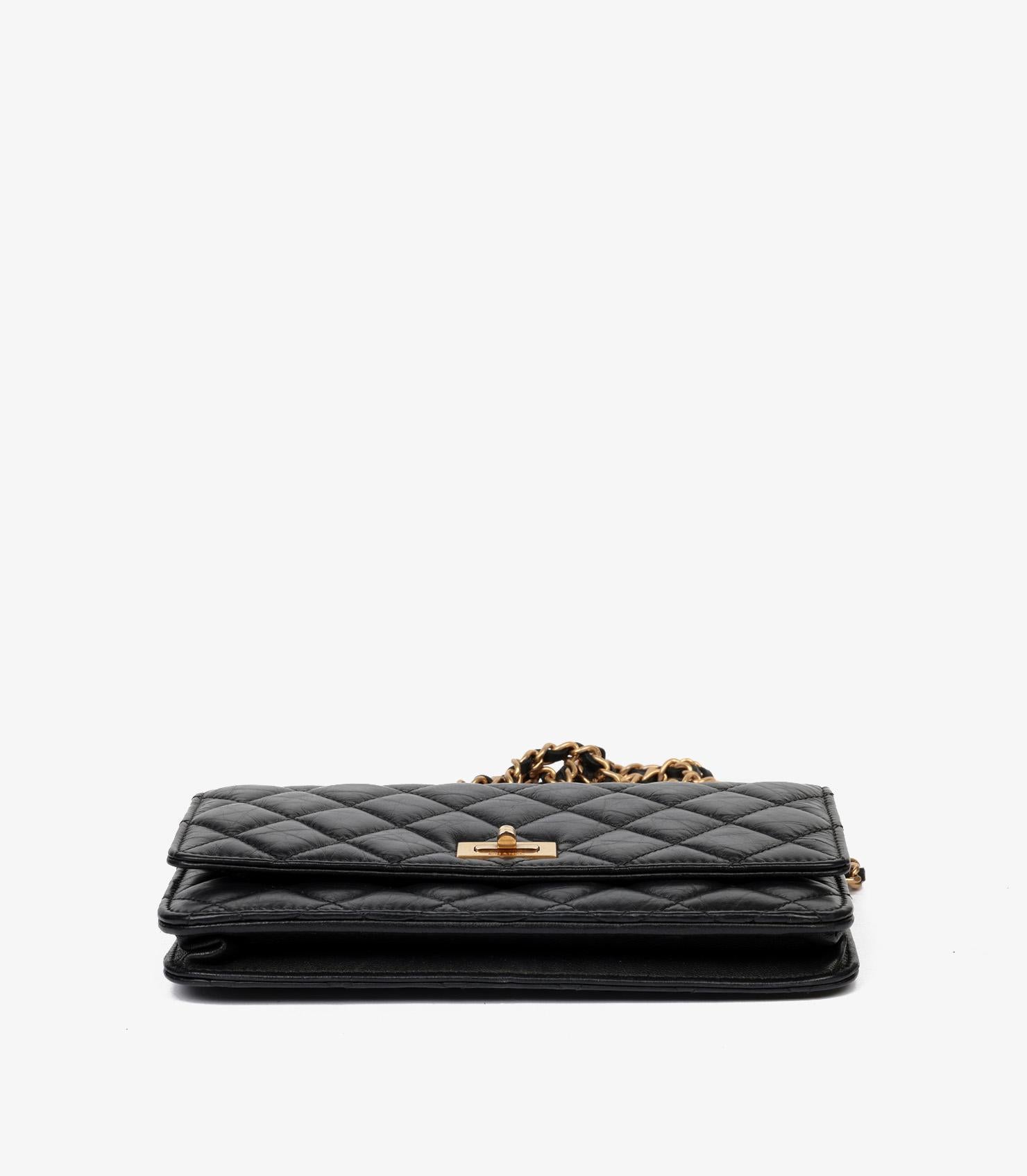 Chanel Black Quilted Crinkled Calfskin Leather 2.55 Reissue Wallet-on-Chain 2