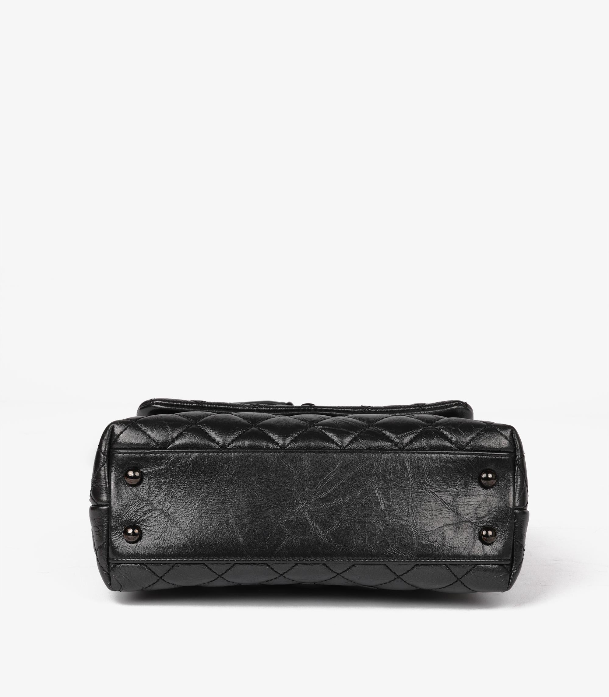 Chanel Black Quilted Crinkled Calfskin Leather SO Black Small Coco Top Handle 3