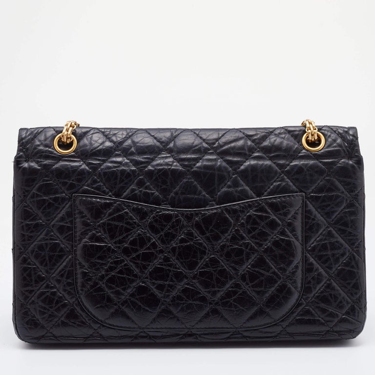 Chanel Black Quilted Crinkled Leather 227 Classic Reissue 2.55
