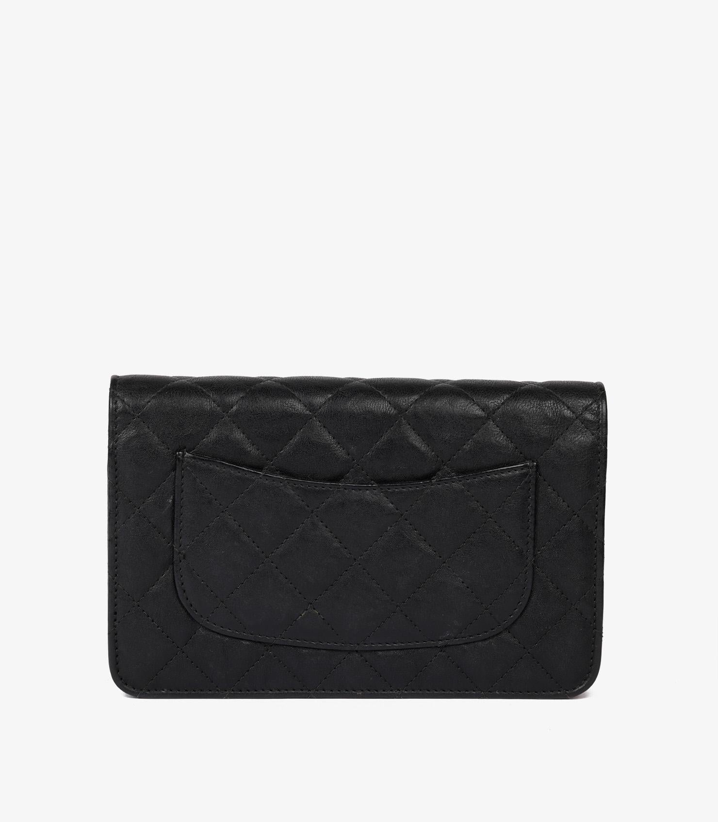 Chanel Black Quilted Crumpled Calfskin Leather SO Black Wallet-On-Chain WOC For Sale 2