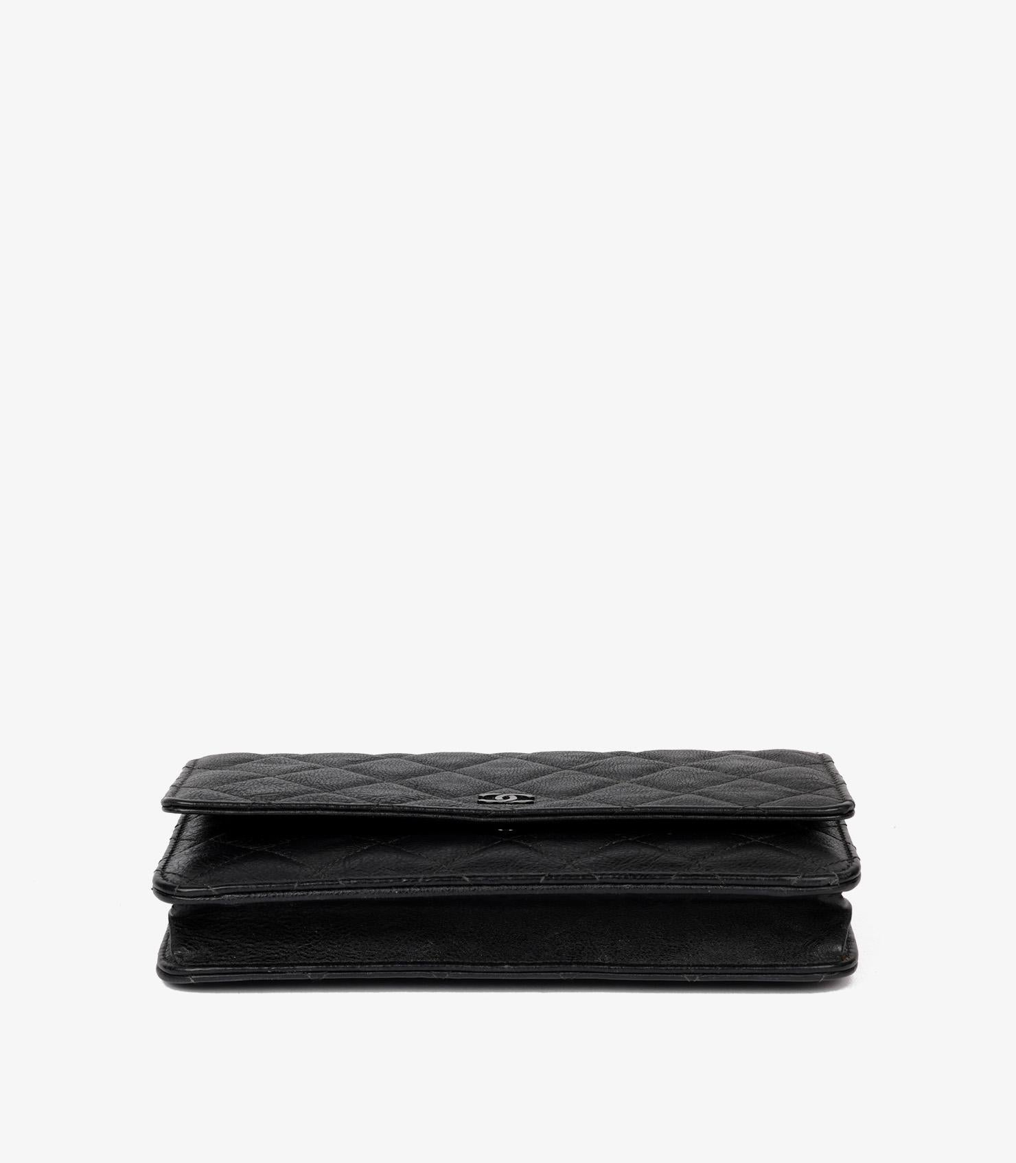 Chanel Black Quilted Crumpled Calfskin Leather SO Black Wallet-On-Chain WOC en vente 3