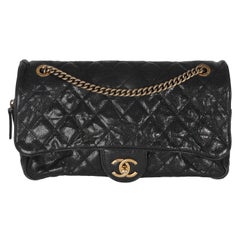 Chanel Black Quilted Distressed Caviar Shiva Flap Handbag