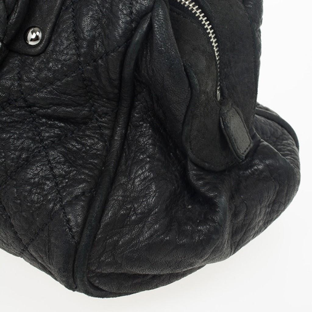 Chanel Black Quilted Distressed Leather Lady Braid Bowler Bag 6