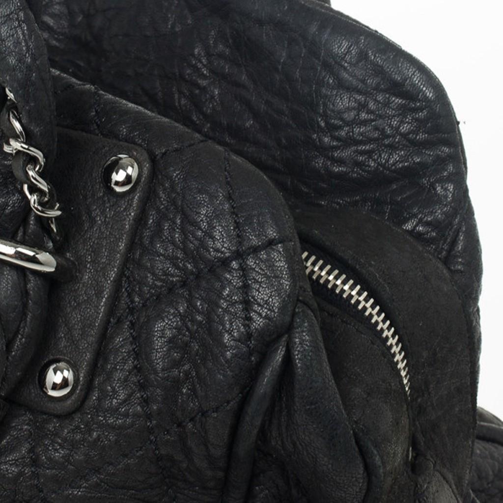 Chanel Black Quilted Distressed Leather Lady Braid Bowler Bag 11