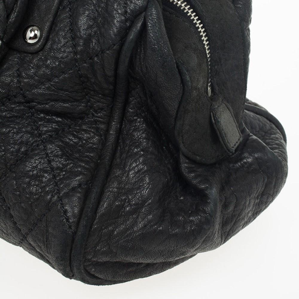 Chanel Black Quilted Distressed Leather Lady Braid Bowler Bag 3