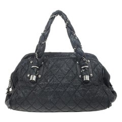 Chanel Black Quilted Distressed Leather Lady Braid Bowler Bag