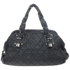 Chanel Black Quilted Distressed Leather Lady Braid Bowler Bag