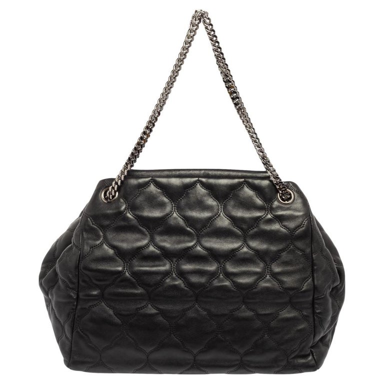 Chanel Black Quilted Embroidered Leather Accordion Shoulder Bag at 1stDibs