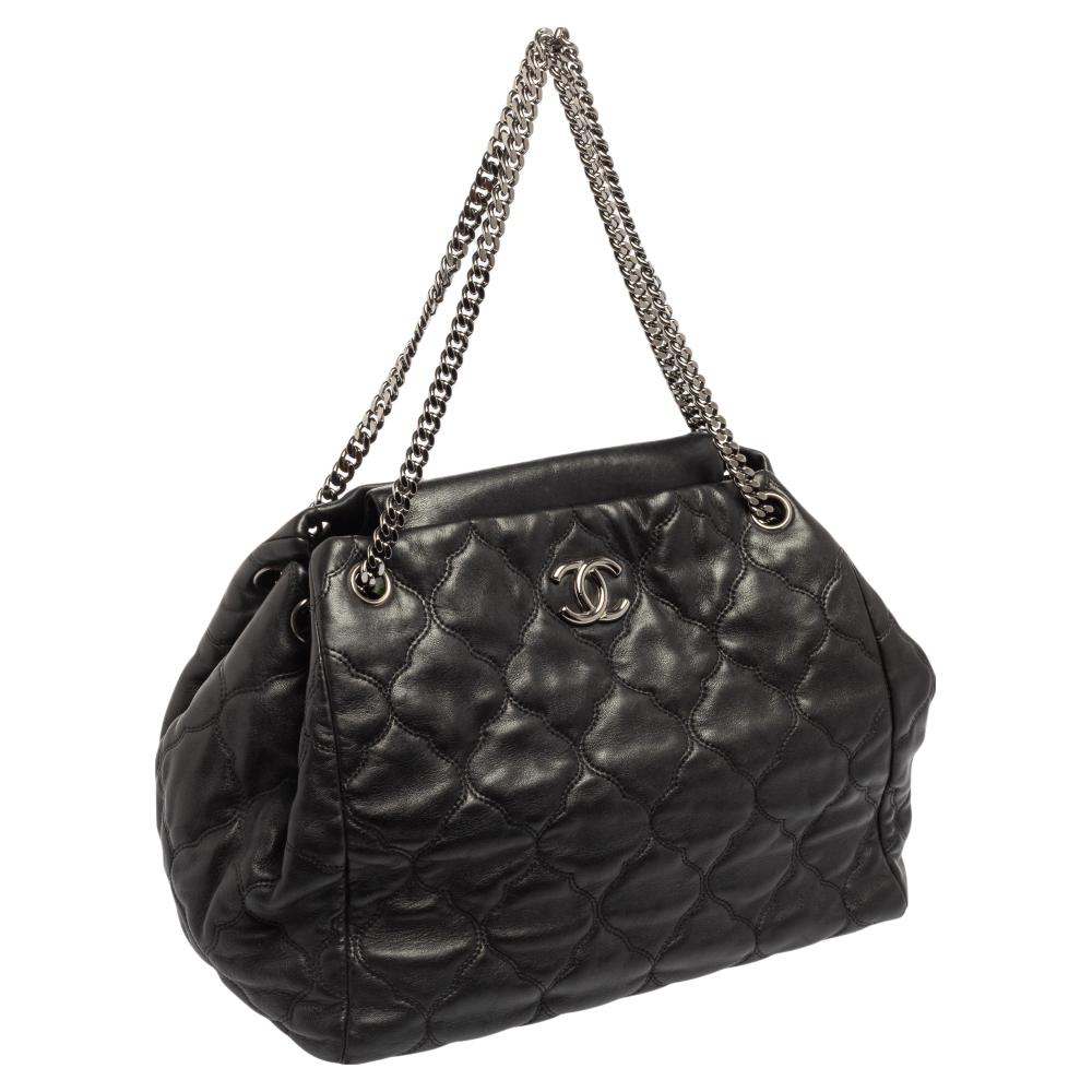 Chanel Black Quilted Embroidered Leather Accordion Shoulder Bag 9