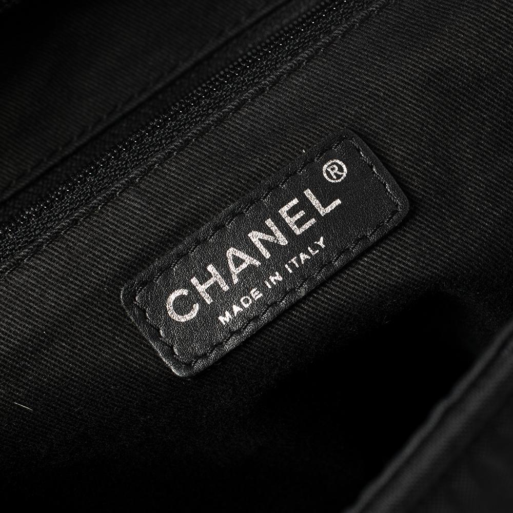 Chanel Black Quilted Fabric And Leather CC Tote 6