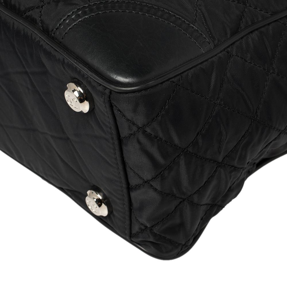 Chanel Black Quilted Fabric And Leather CC Tote 5