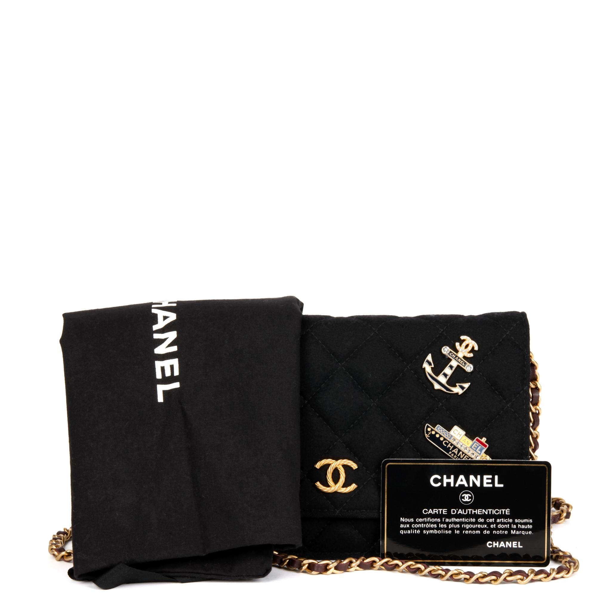 CHANEL Black Quilted Felt Cruise Charms Wallet-on-Chain WOC 3