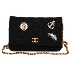 CHANEL Black Quilted Felt Cruise Charms Wallet-on-Chain WOC