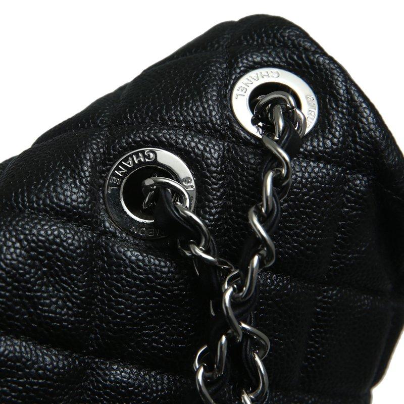 Chanel Black Quilted Glazed Caviar Medium Classic Flap Bag 1