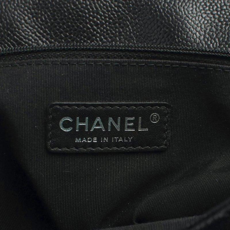 Chanel Black Quilted Glazed Caviar Medium Classic Flap Bag 4