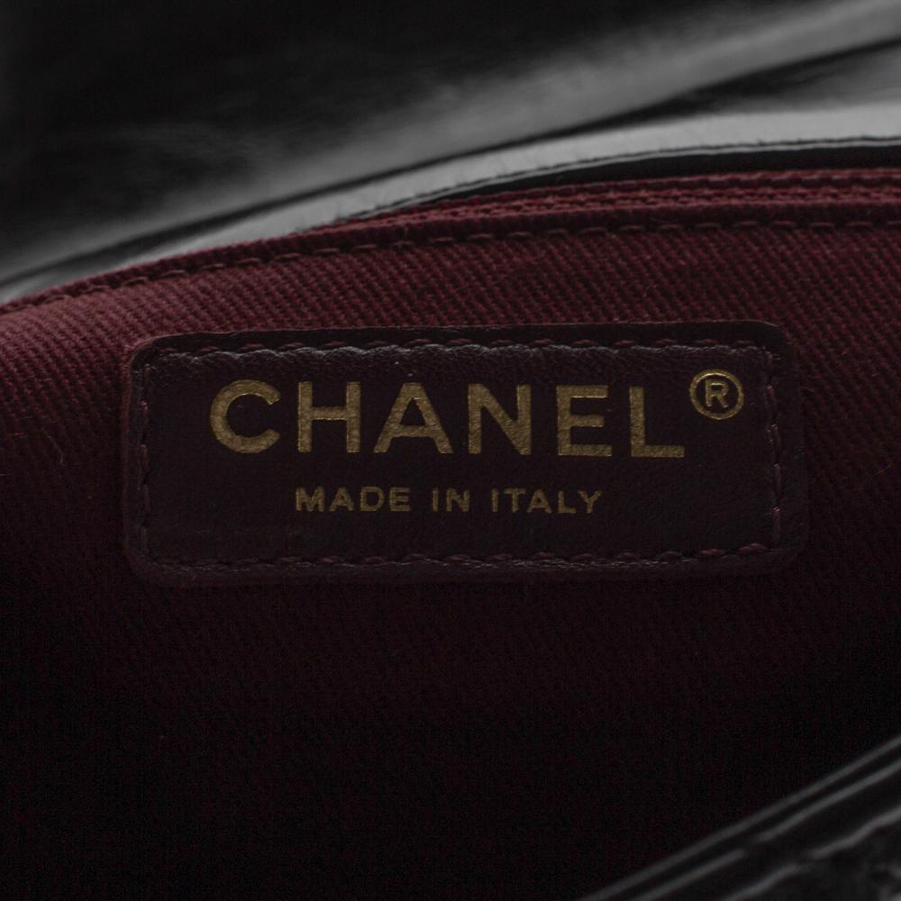 Chanel Black Quilted Glazed Leather Medium Castle Rock Top Handle Bag 4