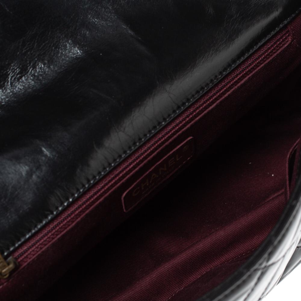 Chanel Black Quilted Glazed Leather Medium Castle Rock Top Handle Bag 1