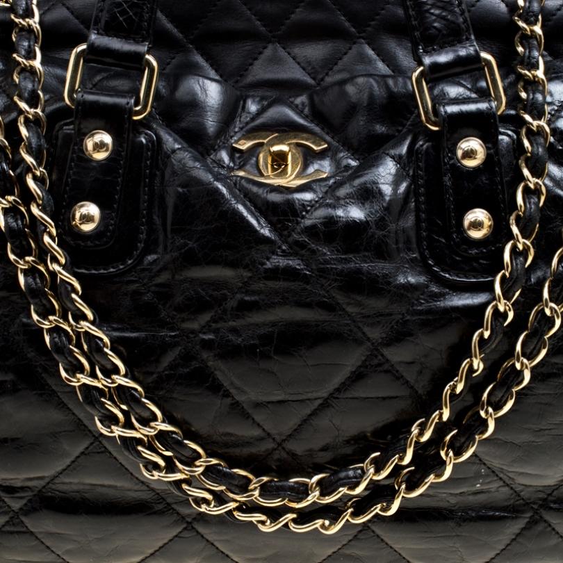 Chanel Black Quilted Glazed Leather Portobello Tote 7