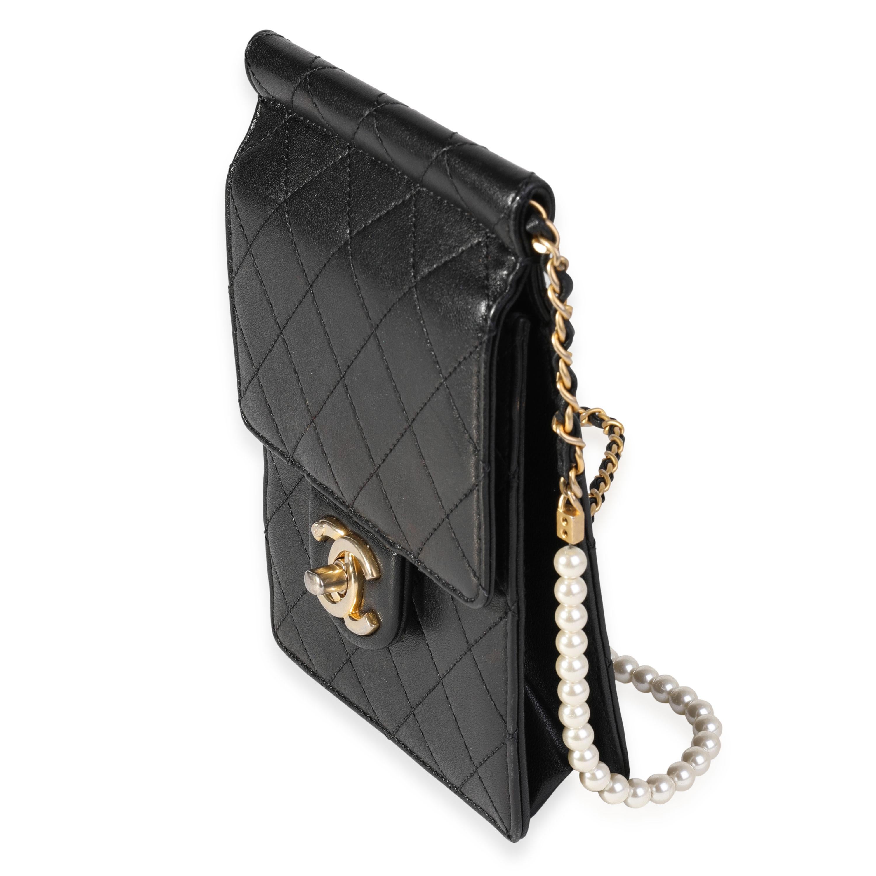 Women's Chanel Black Quilted Goatskin Chic Pearls Crossbody
