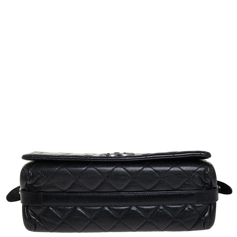 Chanel Black Quilted Goatskin Leather Medium City Rock Flap Bag 6