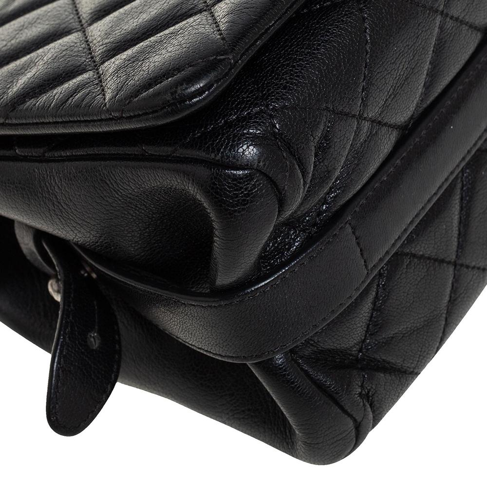 Chanel Black Quilted Goatskin Leather Medium City Rock Flap Bag 1