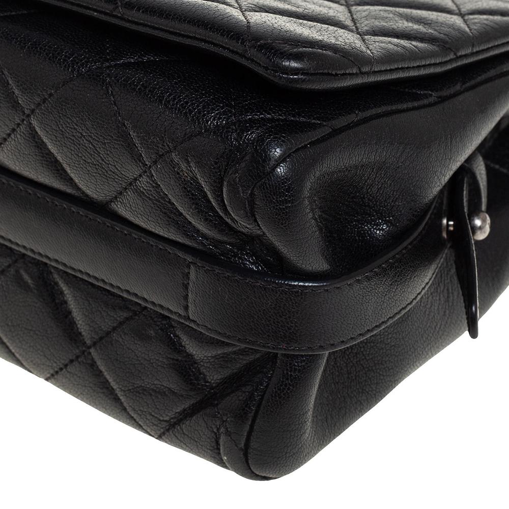 Chanel Black Quilted Goatskin Leather Medium City Rock Flap Bag 2
