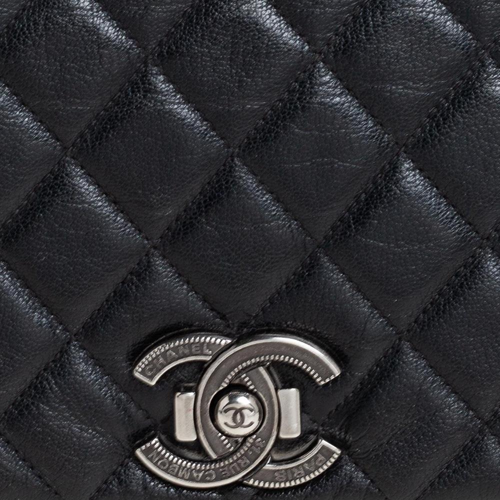 Chanel Black Quilted Goatskin Leather Medium City Rock Flap Bag 3