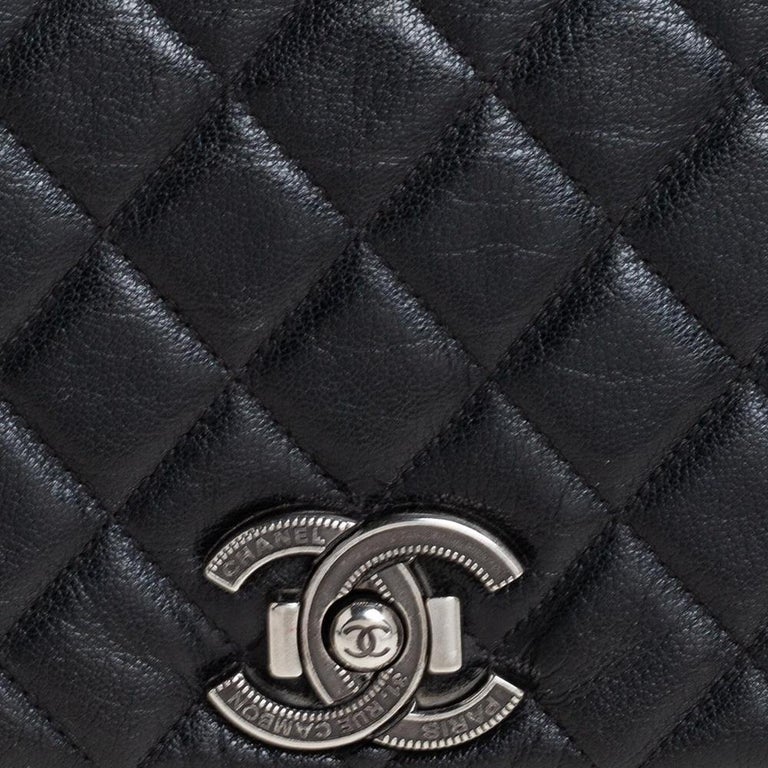 Chanel Black Quilted Goatskin Leather Medium City Rock Flap Bag at 1stDibs