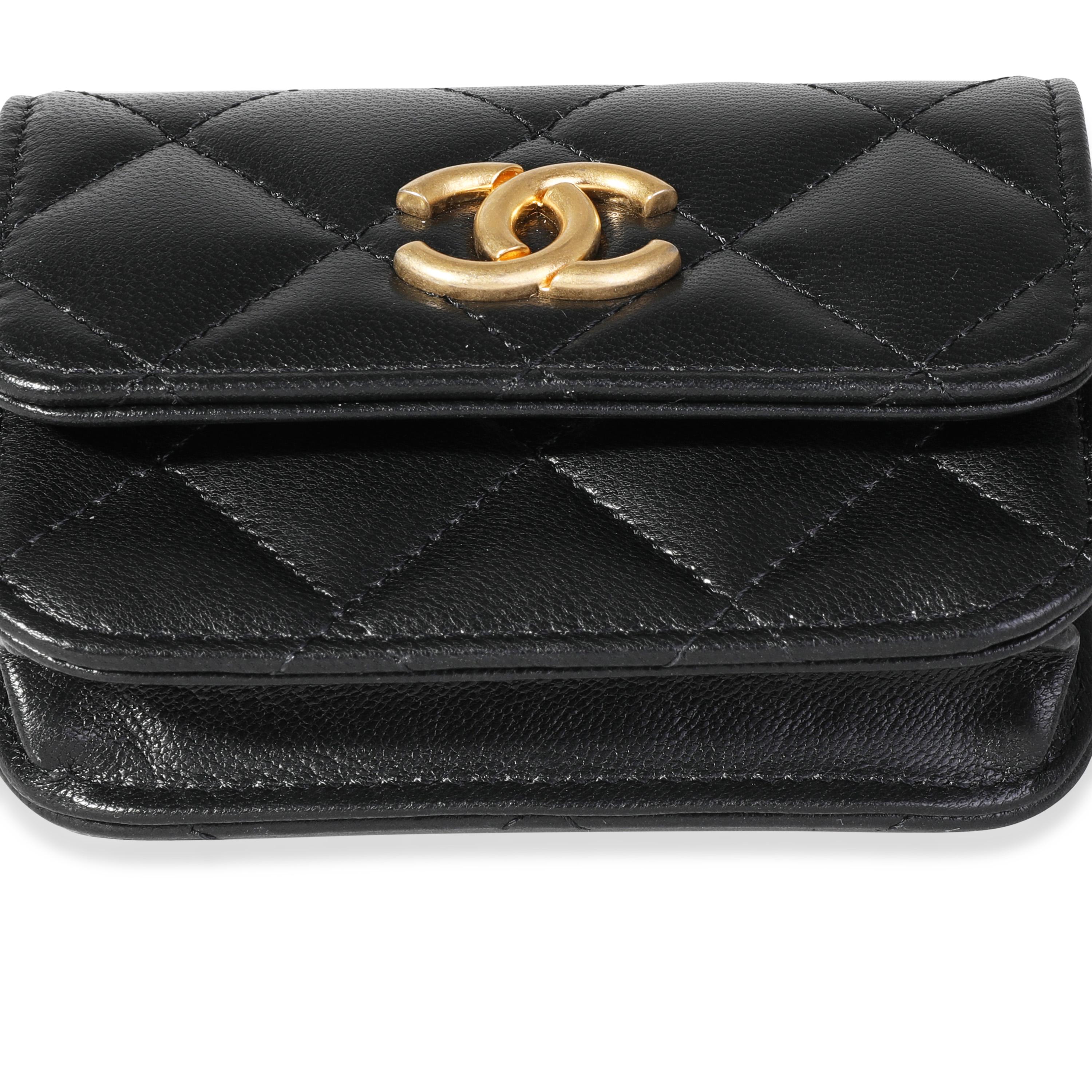 Chanel Black Quilted Goatskin Punk Chain Mini Belt Bag In Excellent Condition In New York, NY