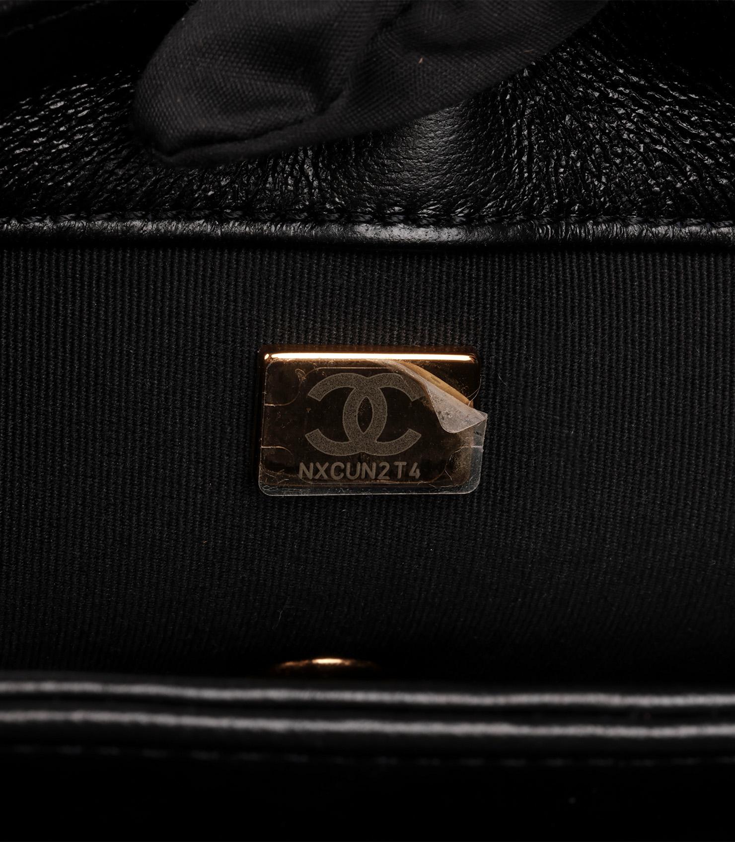 Chanel Black Quilted Goatskin Small Top Handle Classic Single Flap Bag 4