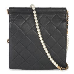 Chanel Black Quilted Goatskin Vertical Chic Pearls Flap Bag