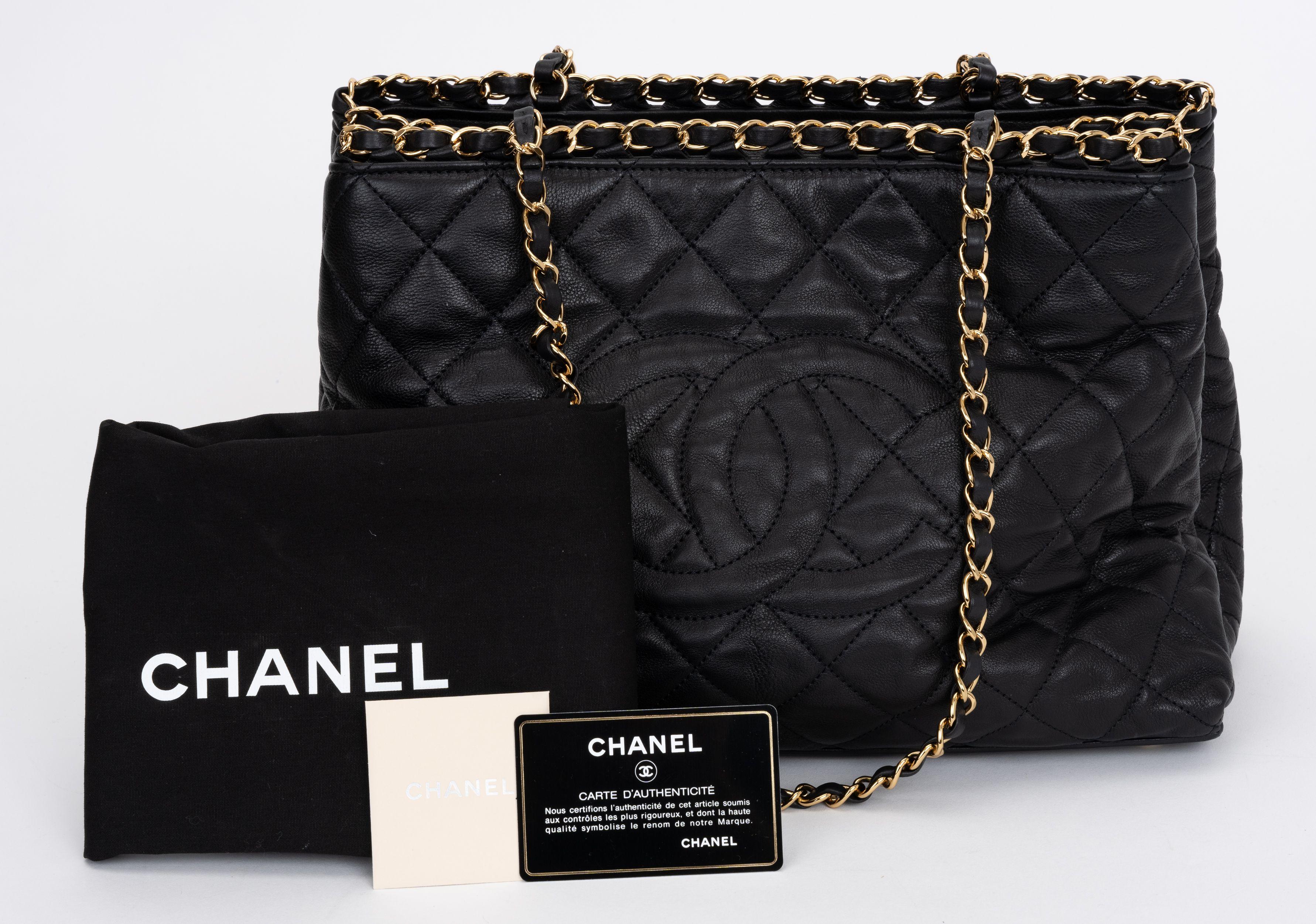 Chanel Black Quilted Gold Chain Me Tote For Sale 4